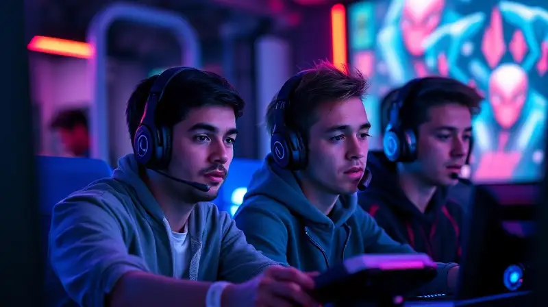 Equipo de esports concentrado en ambiente tecnológico