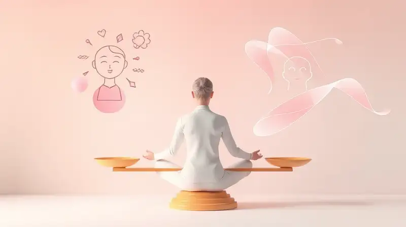 Escala equilibrada, persona serena y meditando