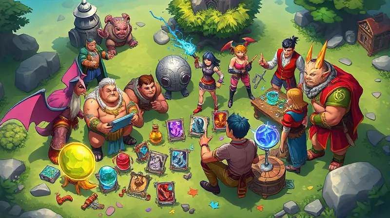 Equipo diverso juega en mundo fantástico vibrante