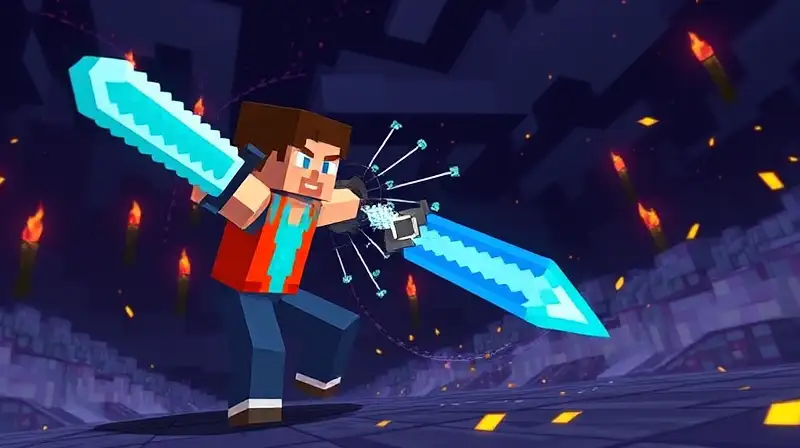 Batalla PvP Minecraft con espada de diamante