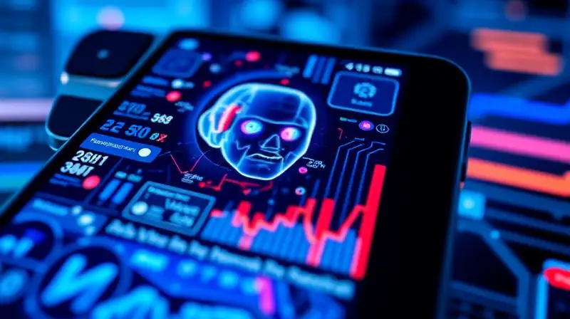 Pantalla móvil con interfaz digital futurista