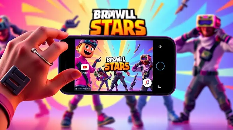 Personajes de Brawl Stars grabando videos