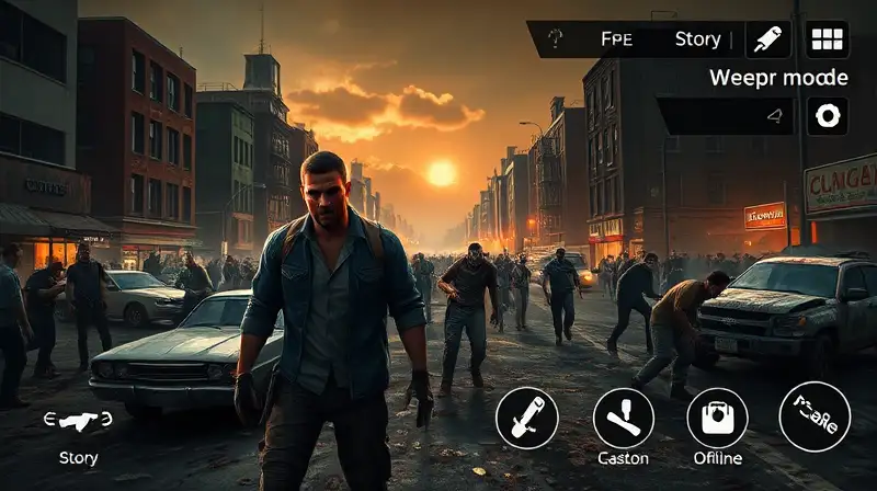 Ciudad postapocalíptica con zombies y héroes