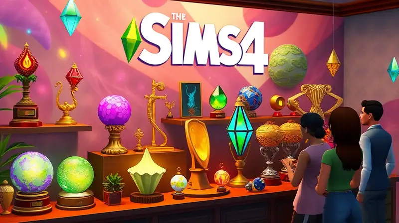 Sims 4 muestra trofeos y coleccionables vibrantes