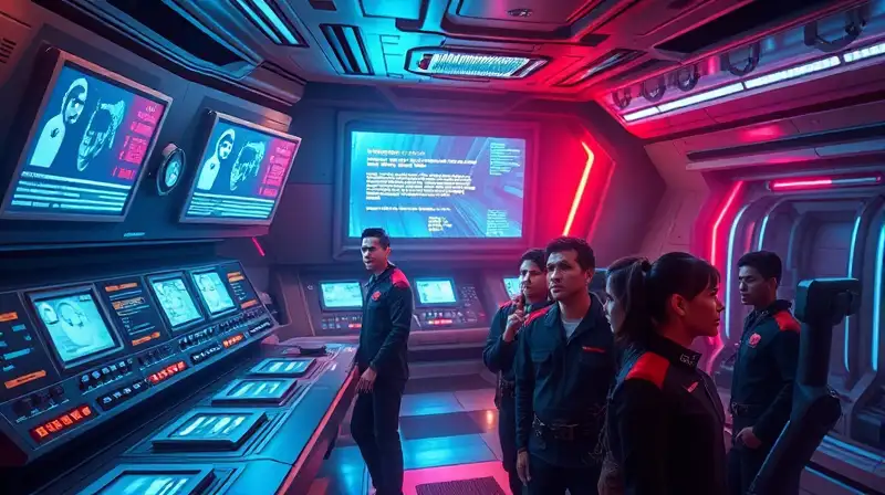 Tripulación confundida en nave futurista alerta