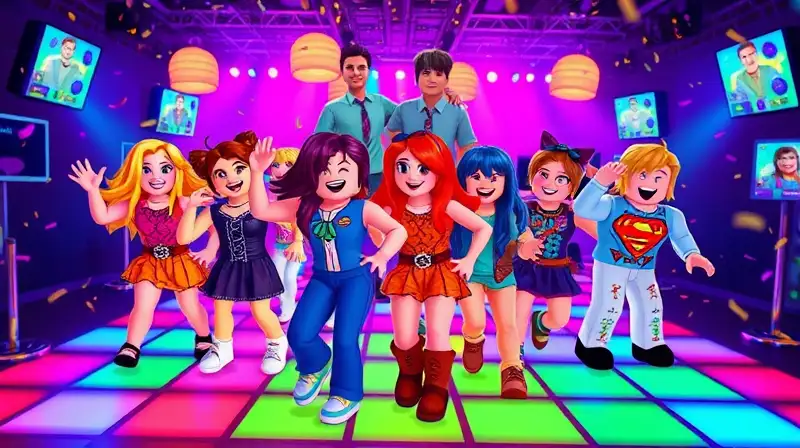 Avatares de Roblox bailan en fiesta alegre