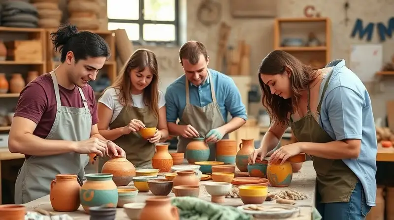 Equipo crea cerámica artesanal en taller