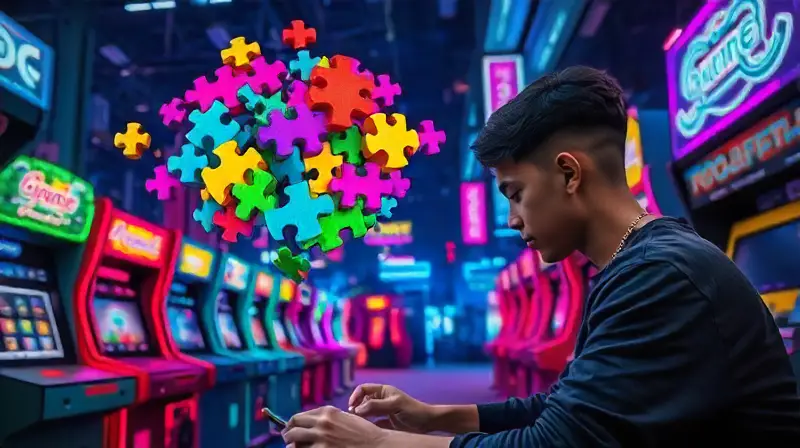 Joven juega en ciudad futurista vibrante