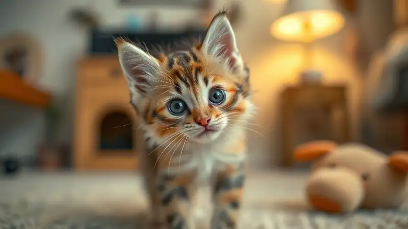 Pequeño animal peludo, curioso y acogedor