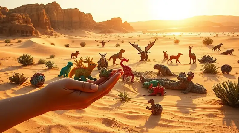 Criaturas exóticas en desierto bajo sol