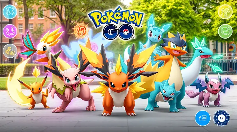 Pokémon evolucionan con efectos coloridos vibrantes