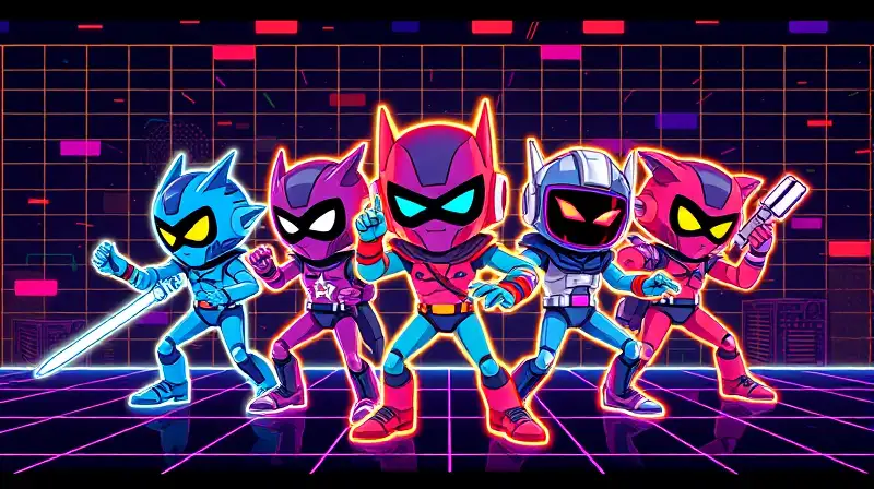 Animación pixelada retro con estilo futurista