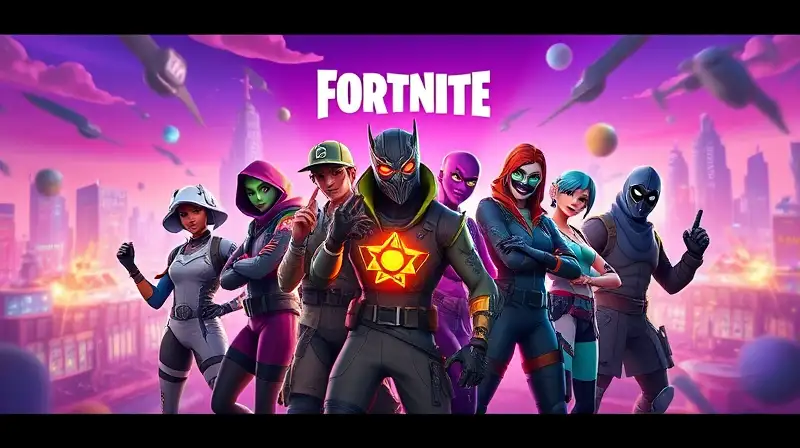 Personajes de Fortnite en batalla vibrante