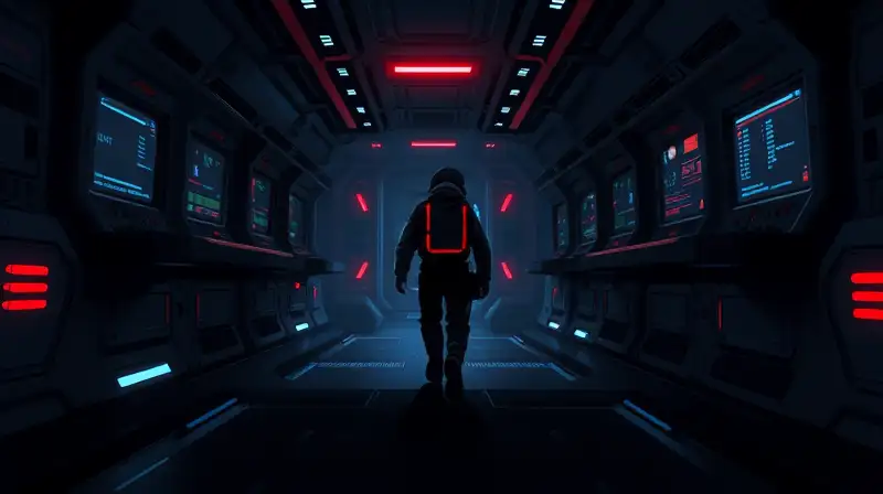 Tripulante sigiloso en nave futurista tensa