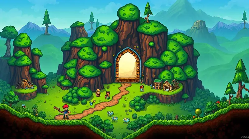 Creación de mundo Terraria con NPC y portal