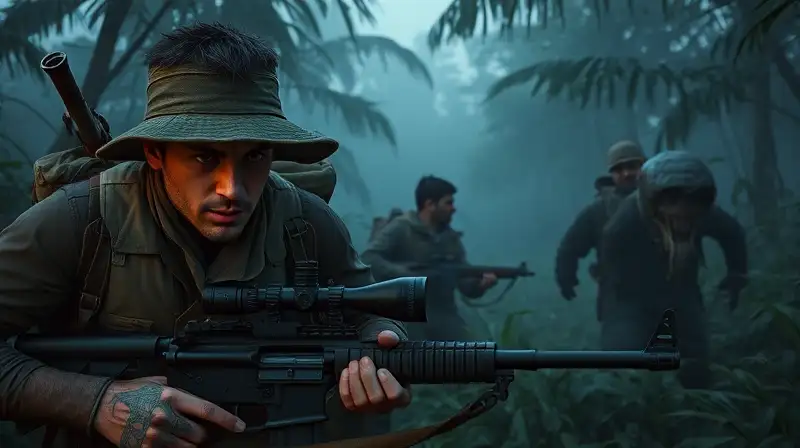 Cazadores en jungla oscura