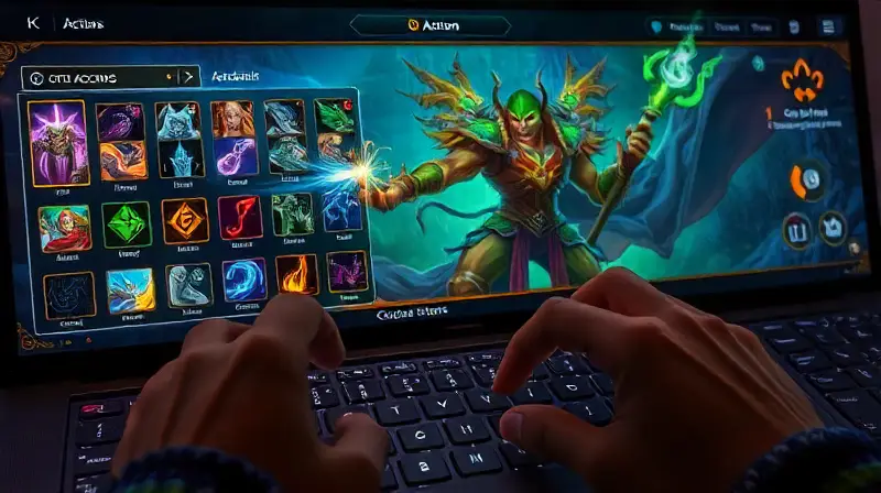 Interfaz WoW con combate mágico dinámico