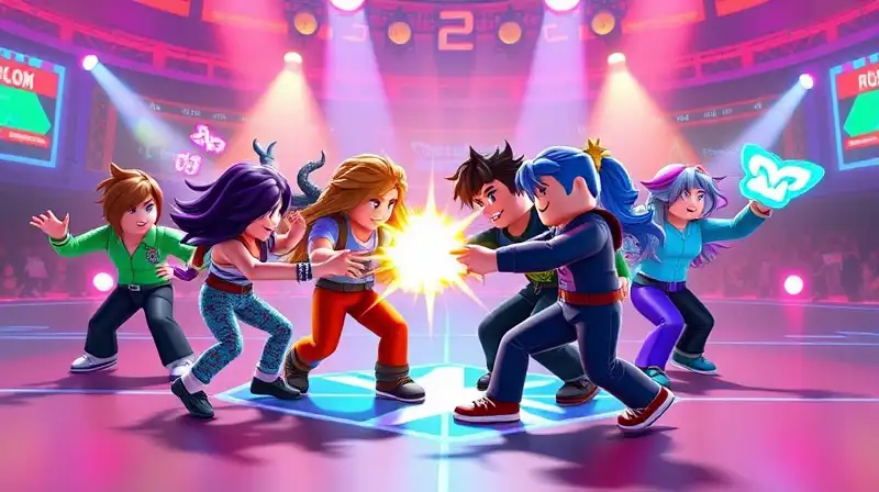 Avatares colaboran en vibrante arena Roblox