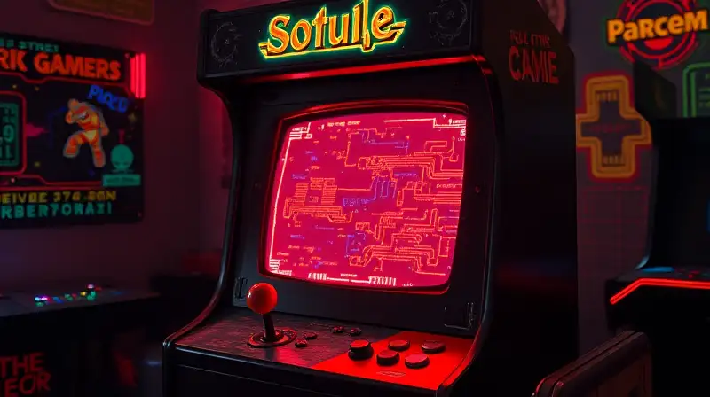 Máquina arcade retro con luces y fallos