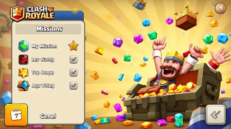Interfaz vibrante de Clash Royale con gemas