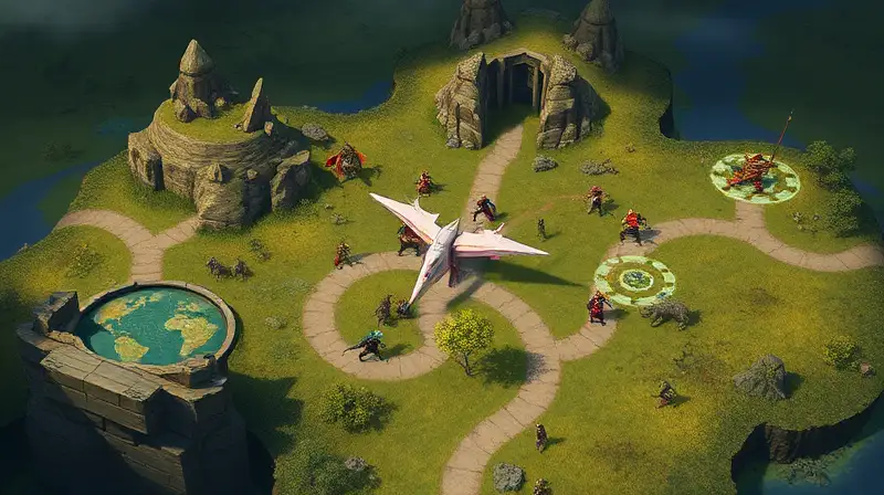 Batalla fantasía con terrenos variados y acción