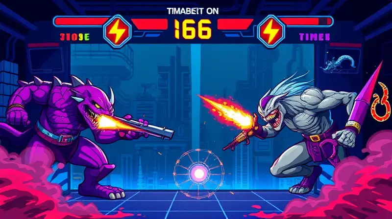Batallas de jefes arcade retro con neón