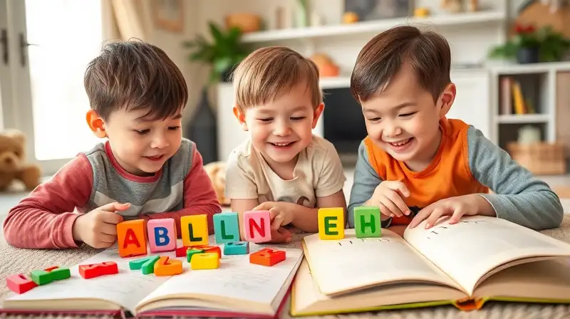 Niños aprenden letras jugando en casa