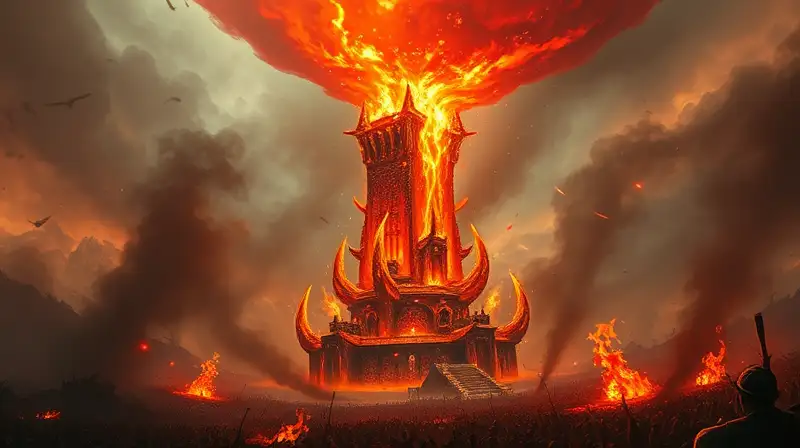 Torre infernal arde en batalla mística