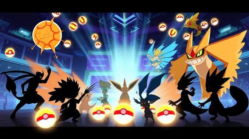 Poké Balls brillan en batalla futurista intensa