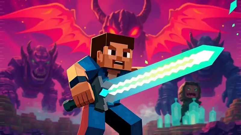 Jugador de Minecraft lucha contra jefes