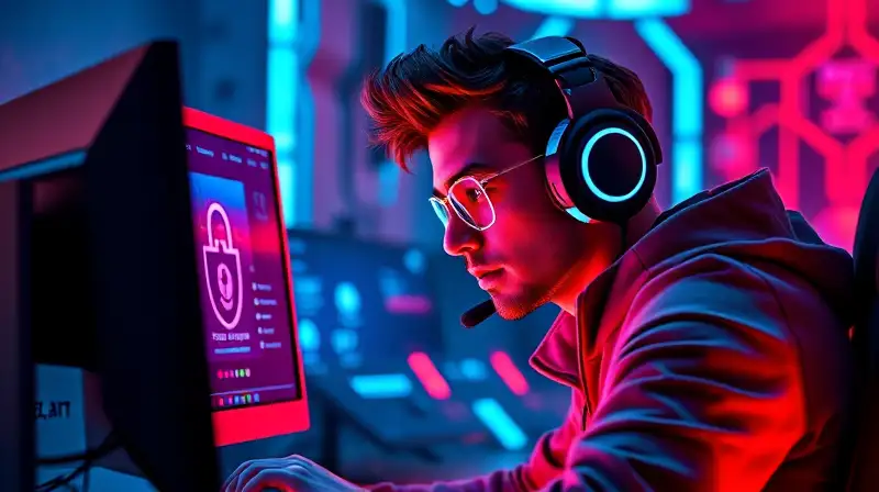 Gamer futurista juega Valorant con luces neón