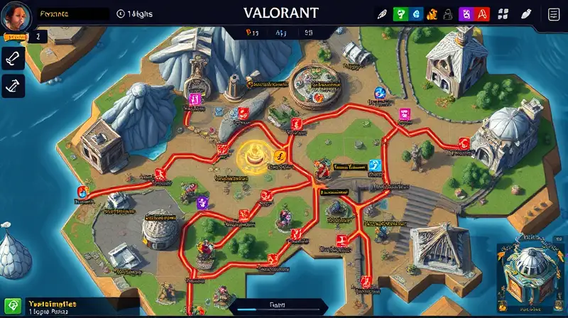 Mapa de Valorant con íconos y posiciones