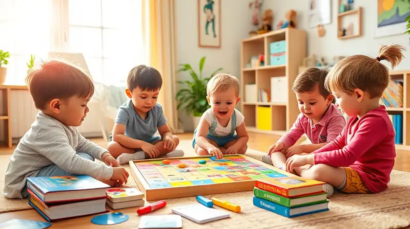 Niños juegan juegos educativos en casa