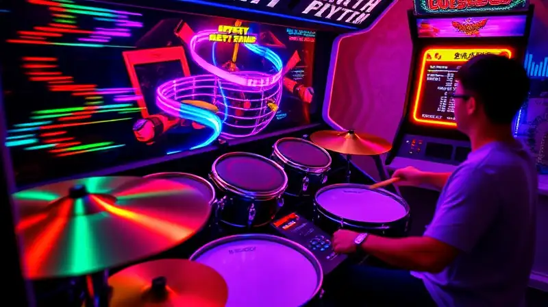 Juego arcade rítmico con luces y percusión