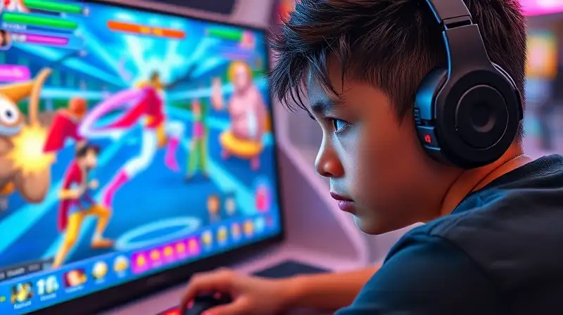 Gamer concentrado juega One Piece Bounty Rush