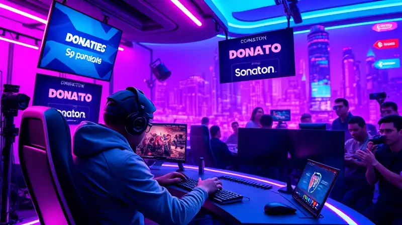 Gamer futurista transmitiendo en ambiente tecnológico vibrante