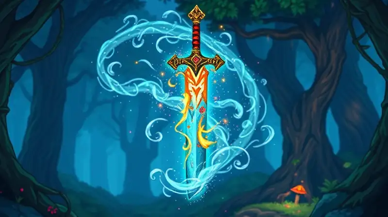 Espada mágica brillante en bosque encantado