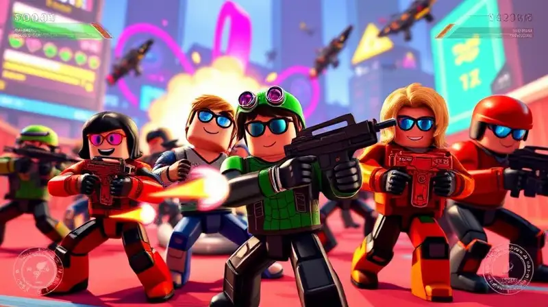 Personajes de Roblox en batalla futurista