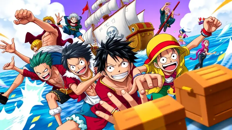 Personajes coloridos de One Piece en batalla