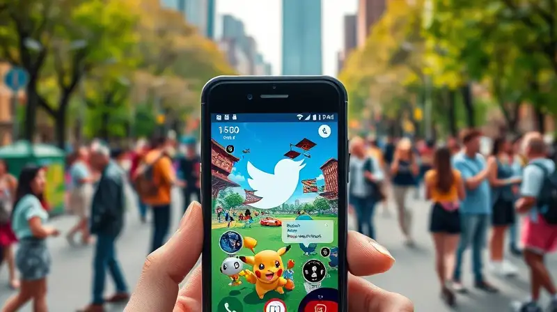 Smartphone muestra Pokémon GO y Twitter activa