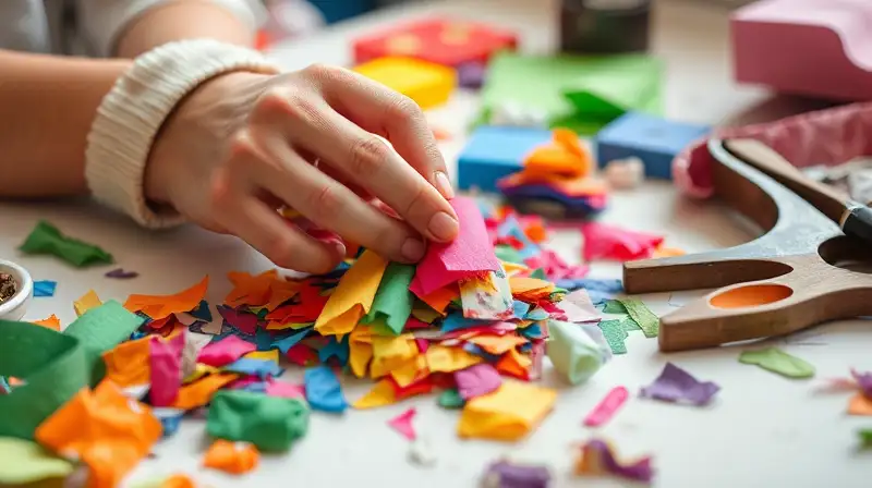 Manos crean arte ecológico con materiales reciclados
