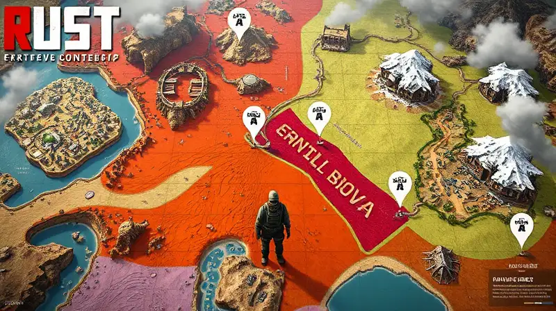 Mapa juego Rust: clima extremo, supervivencia
