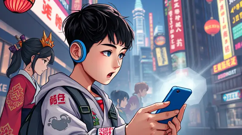 Joven gamer entre cultura coreana vibrante