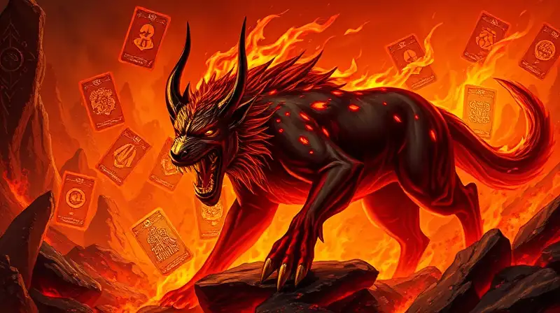 Perro de lava feroz en ambiente volcánico