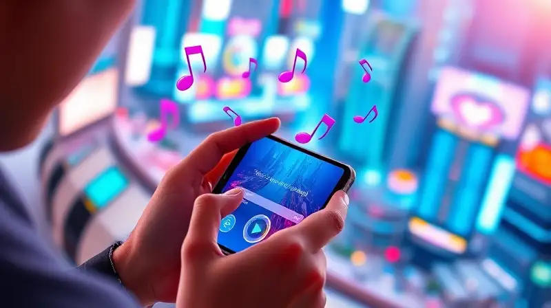 Persona juega ritmo en móvil sin Wi-Fi