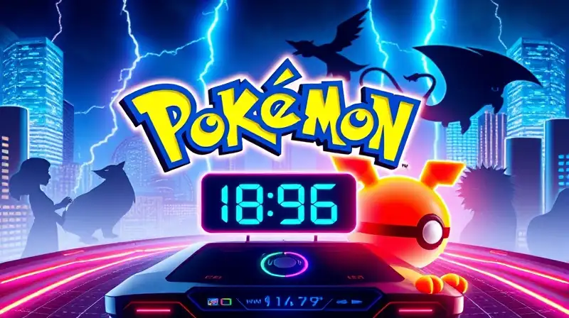 Logo futurista de juego Pokémon con misterio