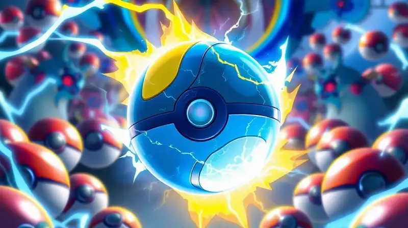 Ultra Ball brillante rodeada de energía y batalla