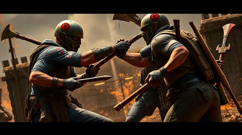 Personajes de Rust en combate post-apocalíptico