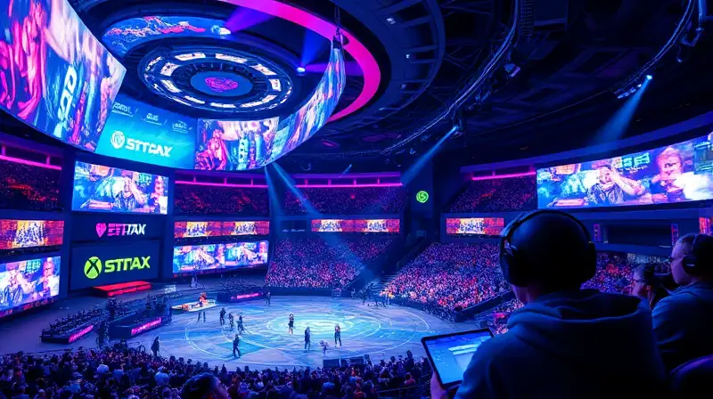 Arena futurista de esports con hologramas