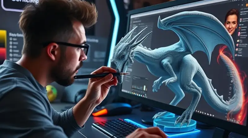 Artista digital crea dragón 3D detallado